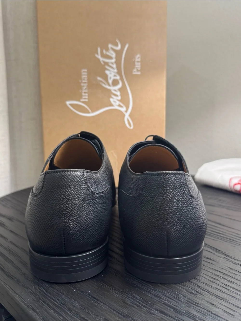 Christian Louboutin Surcity Lace-Up Dress Shoes Leather Black 43